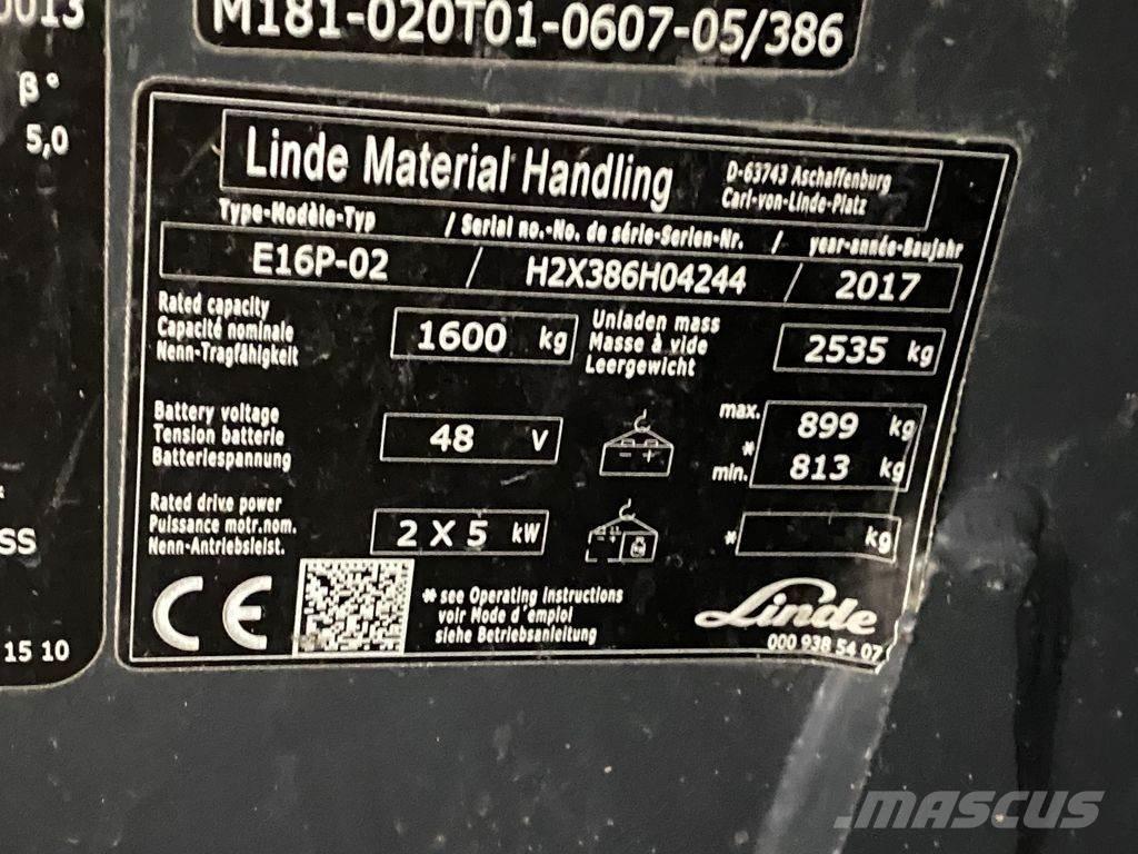 Linde E16P-02 Elektriniai šakiniai krautuvai