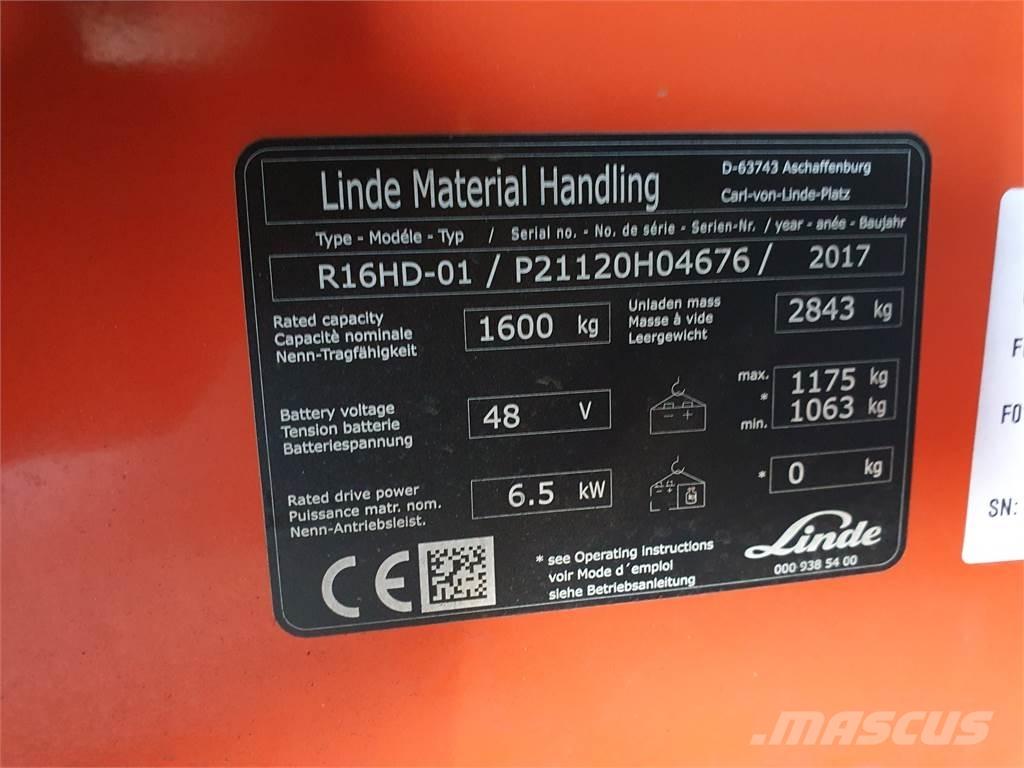 Linde R16HD Šakiniai krautuvai su prailgintu keltuvu