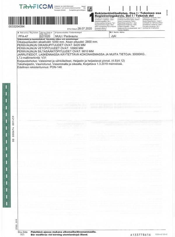 Jyki V 31 Savivartės priekabos