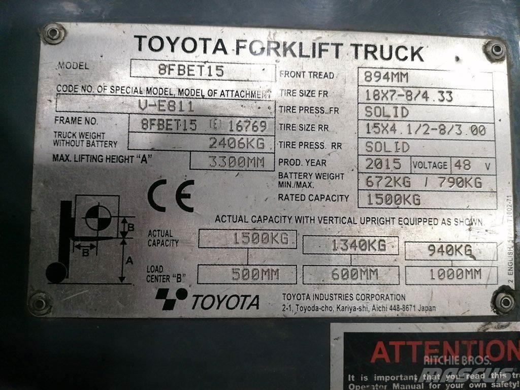 Toyota 8FBET15 Elektriniai šakiniai krautuvai