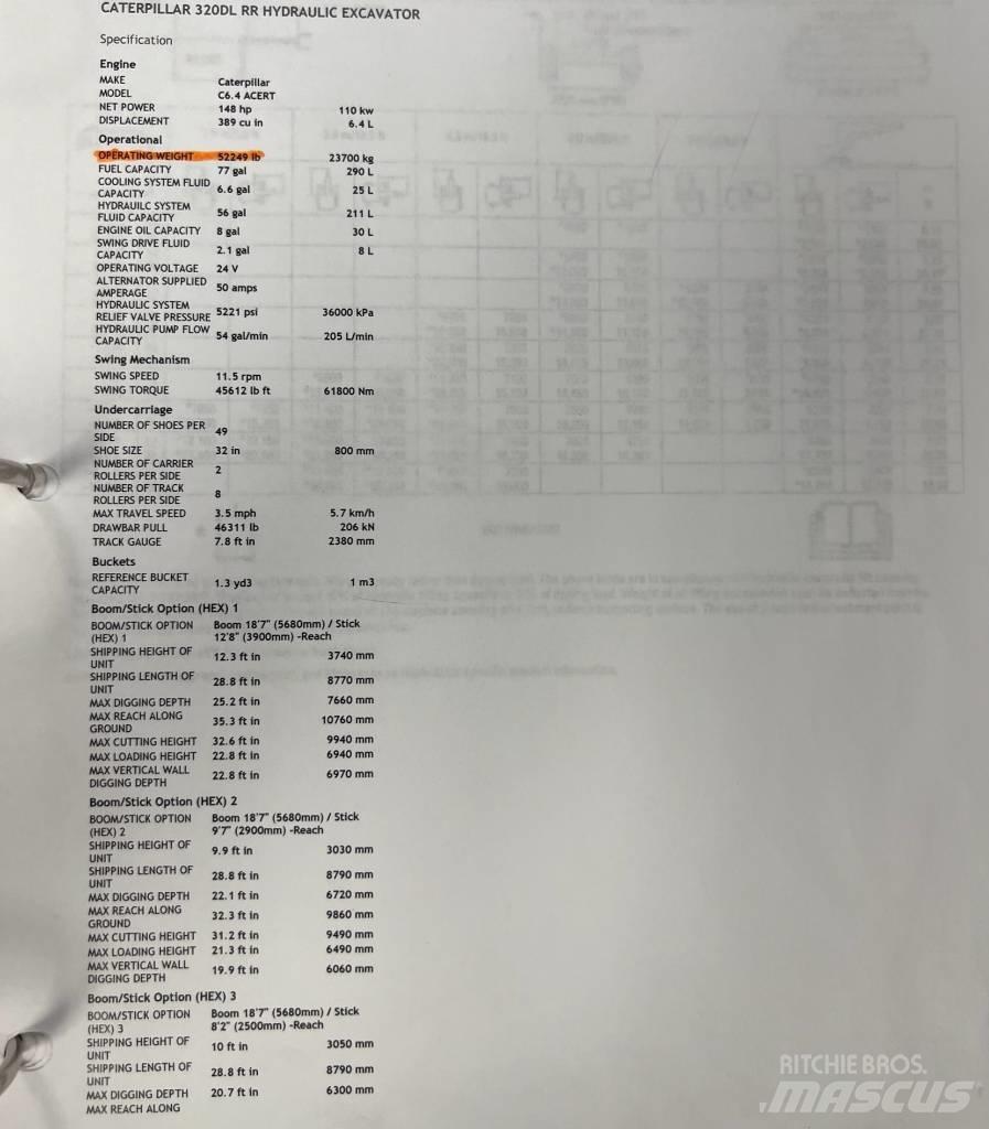 CAT 320 D L Vikšriniai ekskavatoriai