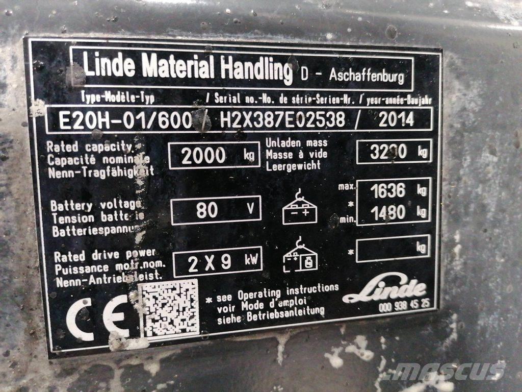 Linde E20H-01/600 Elektriniai šakiniai krautuvai