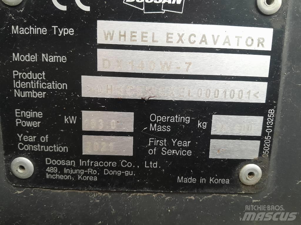 Doosan DX140W-7 Ratiniai ekskavatoriai