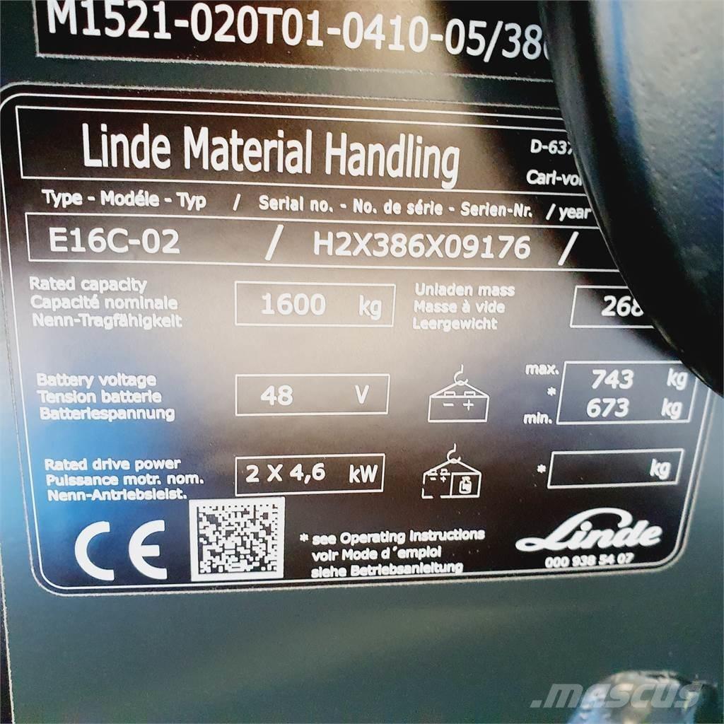 Linde E16C Elektriniai šakiniai krautuvai