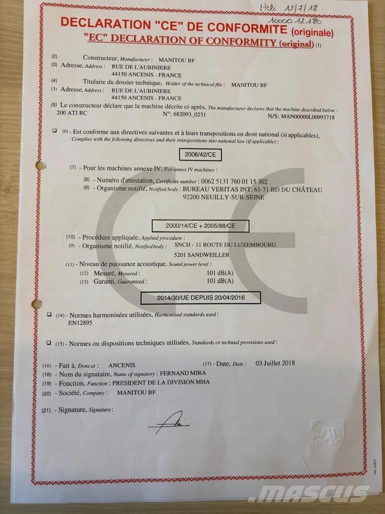 Manitou 200 ATJ Alkūniniai keltuvai