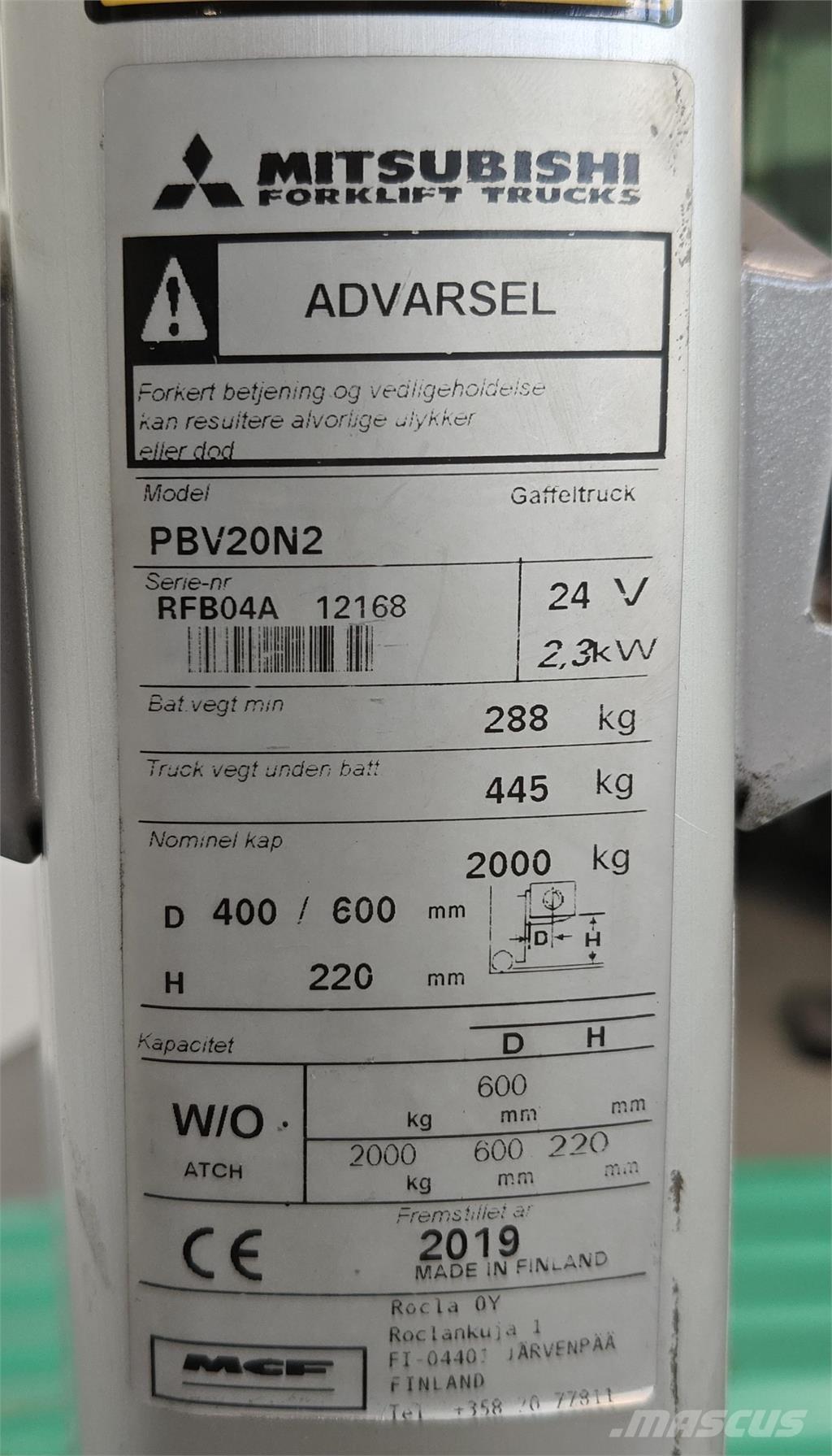 Mitsubishi PBV20N2 Keltuvai su platforma operatoriui