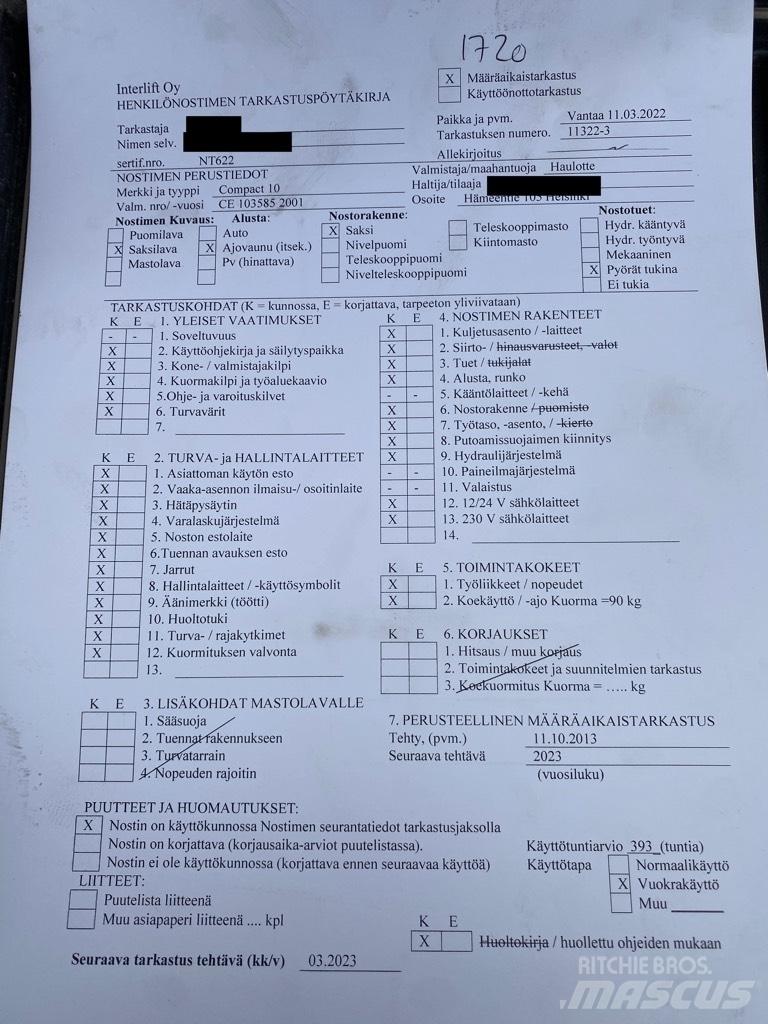 Haulotte Compact 10 Žirkliniai keltuvai