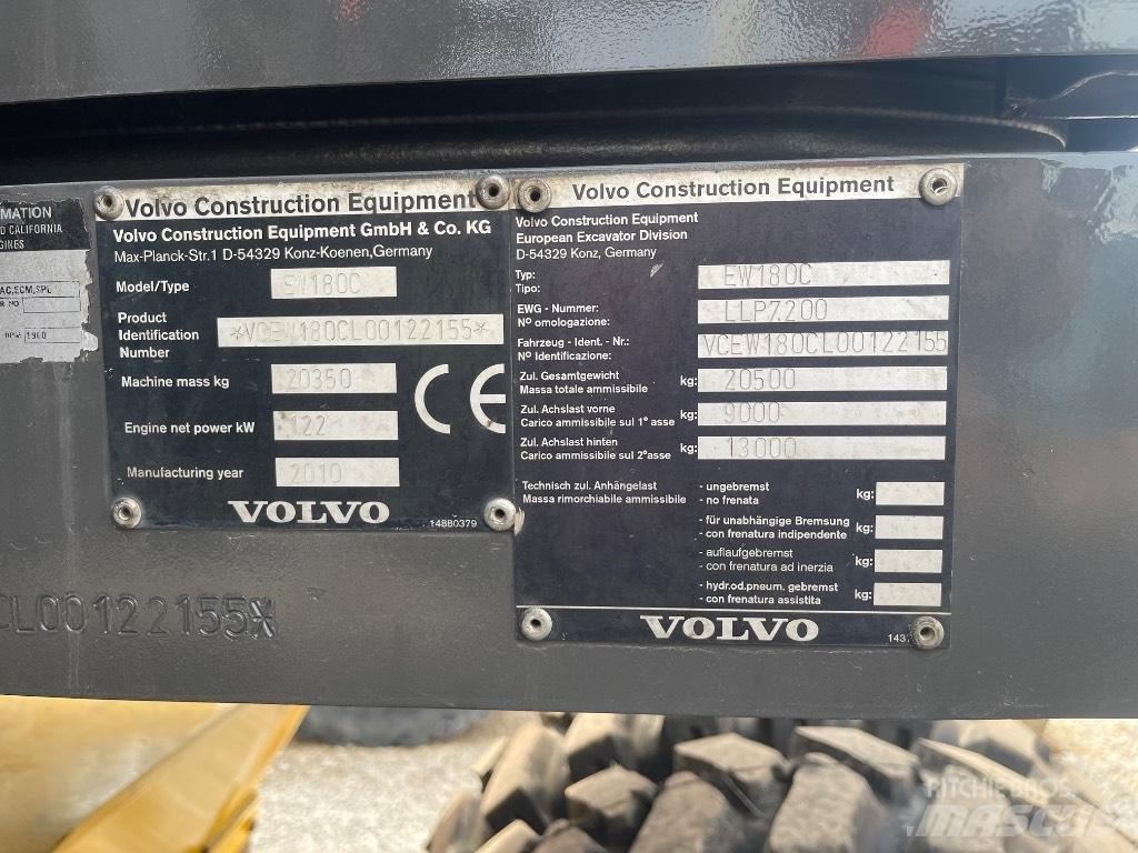 Volvo EW 180 C Ratiniai ekskavatoriai