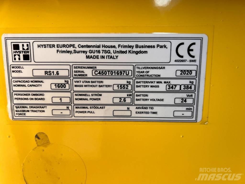 Hyster RS1.6 Savaeigiai rietuvai