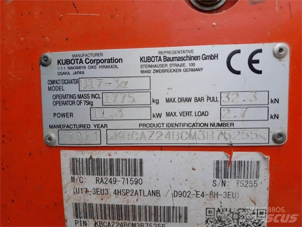 Kubota U17-3 Mini ekskavatoriai < 7 t