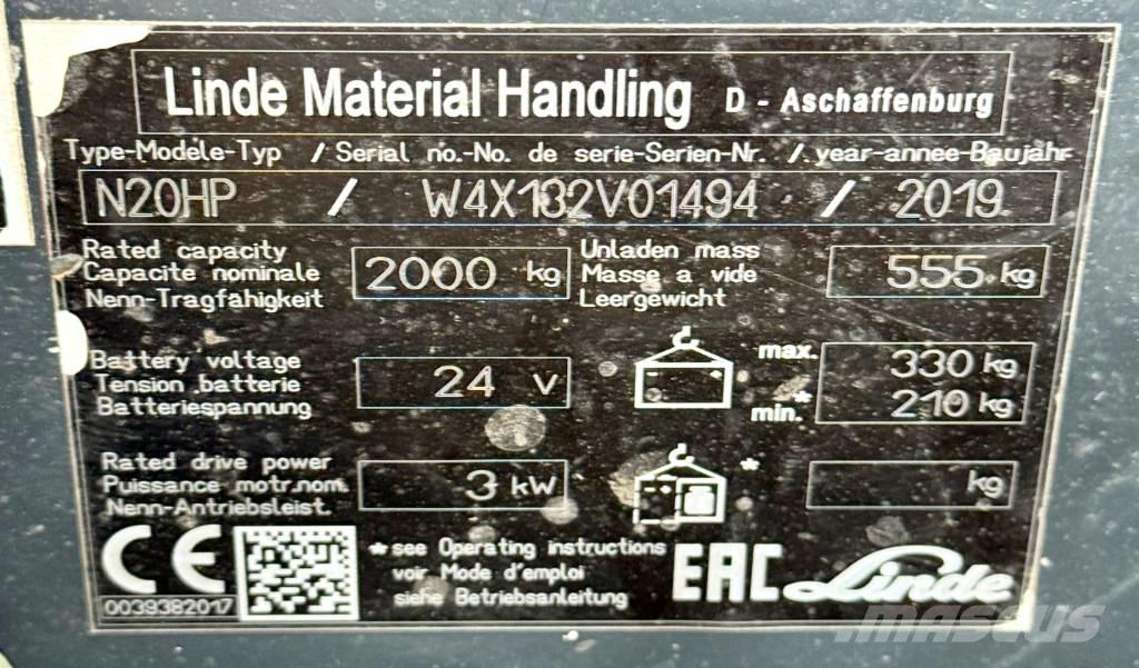 Linde N20HP/132 Mažų aukščių užsakytų prekių krautuvai