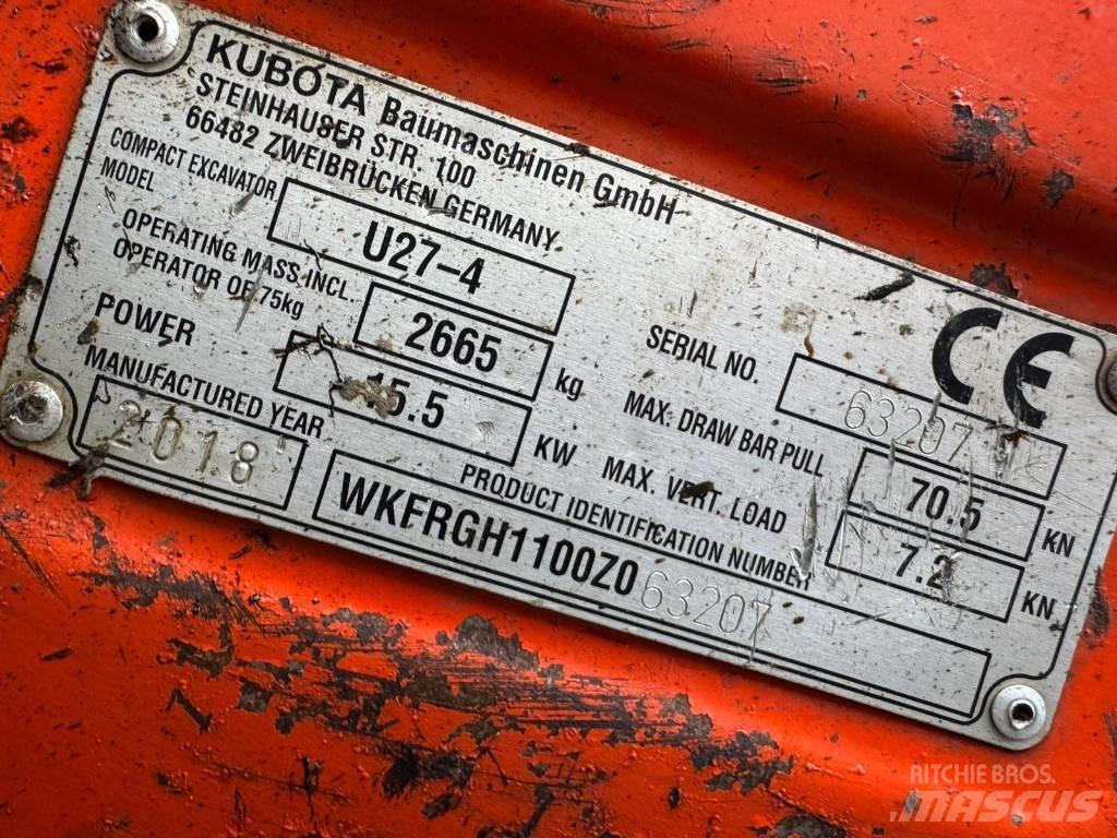 Kubota U 27-4 Mini ekskavatoriai < 7 t