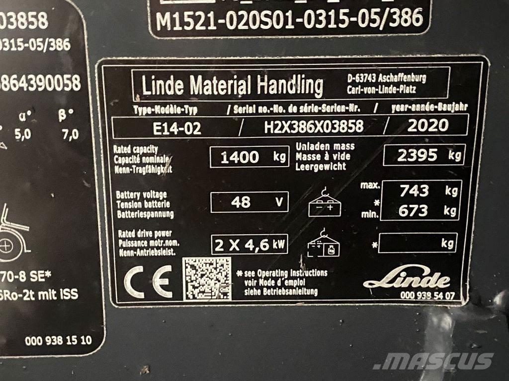 Linde E14-02 Elektriniai šakiniai krautuvai