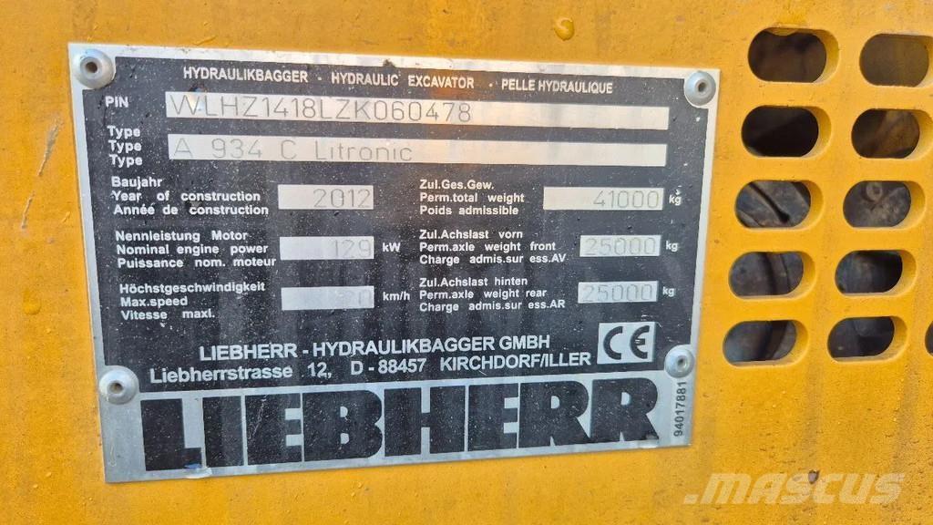 Liebherr A 934 C Atliekų / pramoniniai krautuvai
