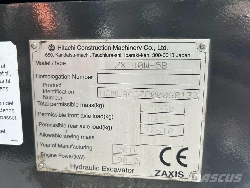 Hitachi ZX140W-5B Ratiniai ekskavatoriai