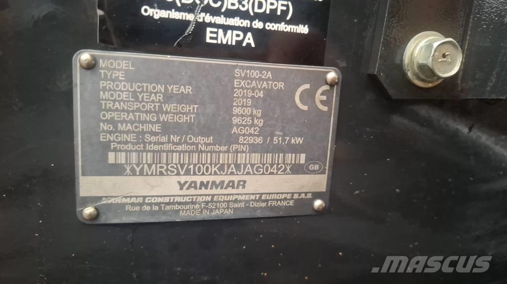 Yanmar SV 100-2A Vidutinės galios ekskavatoriai 7-12 t