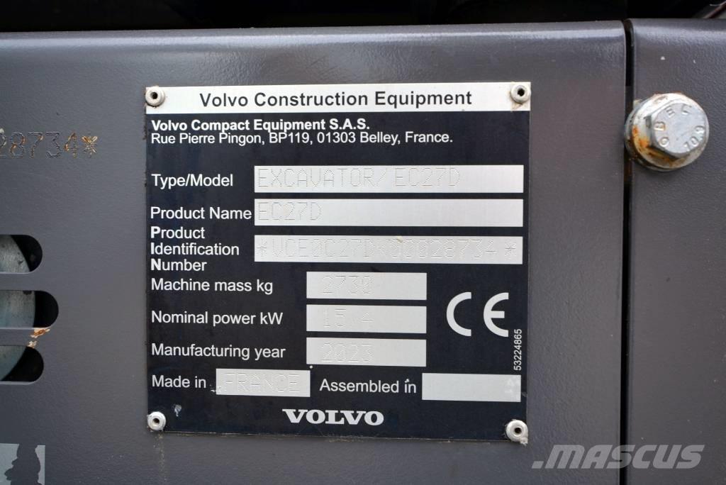 Volvo EC 27 D Mini ekskavatoriai < 7 t