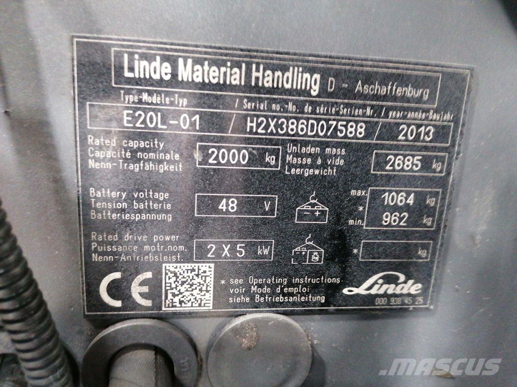 Linde E20L-01 Elektriniai šakiniai krautuvai