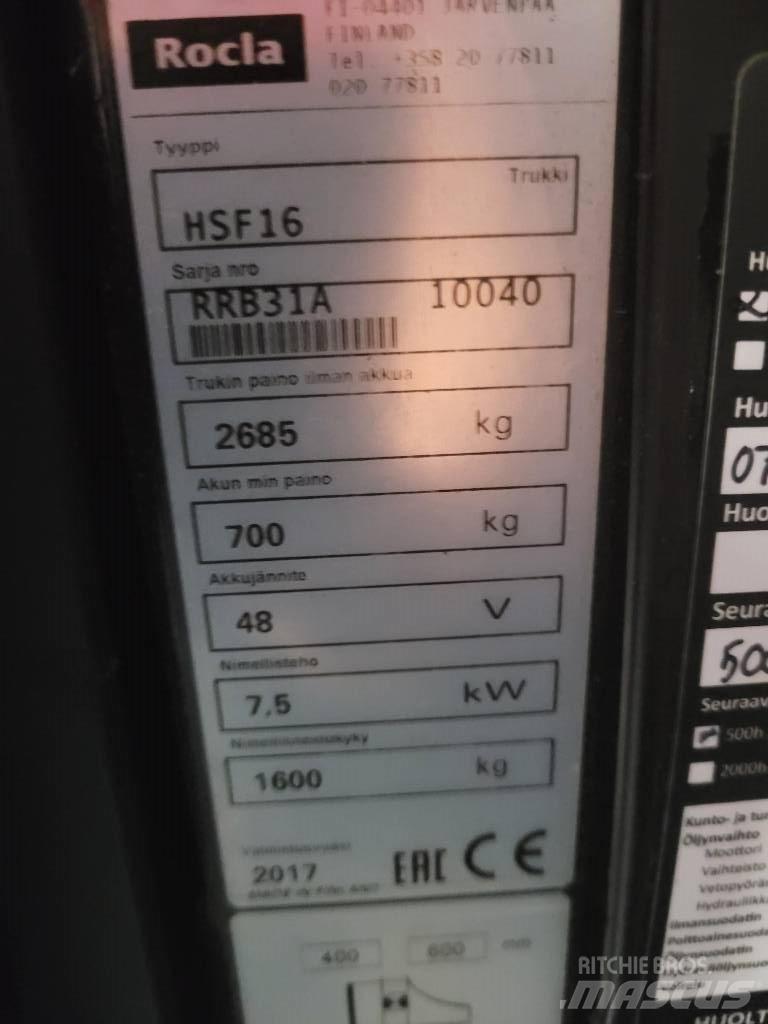 Rocla HSF16 Šakiniai krautuvai su prailgintu keltuvu