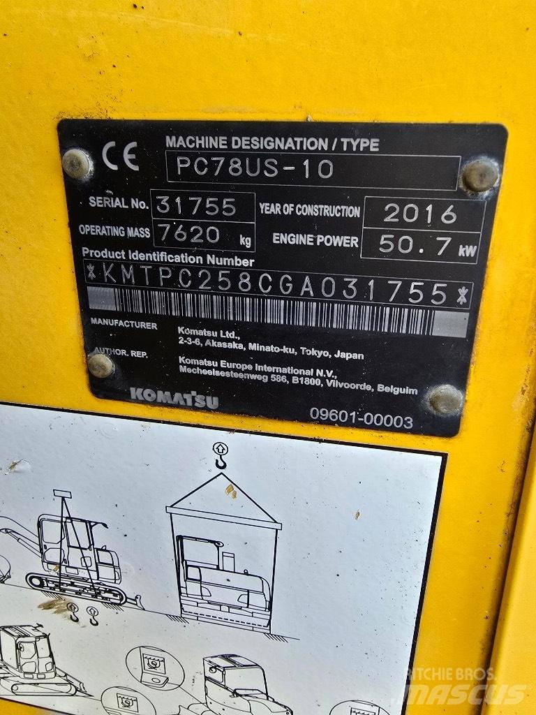 Komatsu Pc 78us-10 Vidutinės galios ekskavatoriai 7-12 t