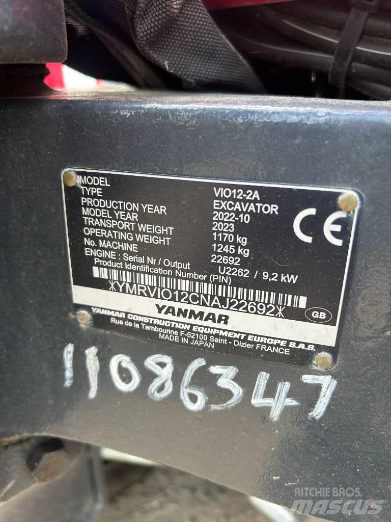 Yanmar VIO12-2A Mini ekskavatoriai < 7 t