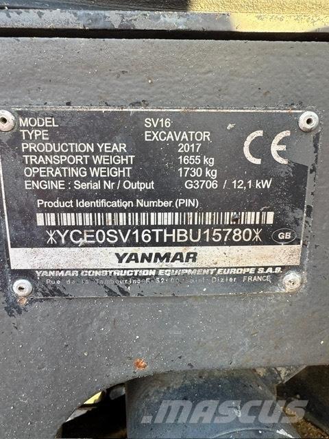 Yanmar SV 16 Mini ekskavatoriai < 7 t