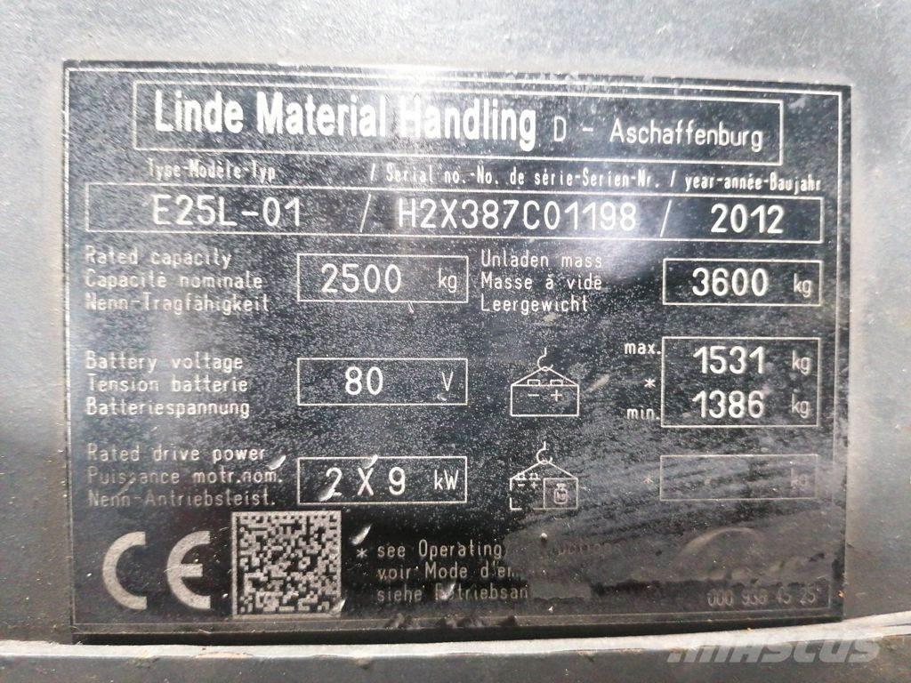 Linde E25L-01 Elektriniai šakiniai krautuvai
