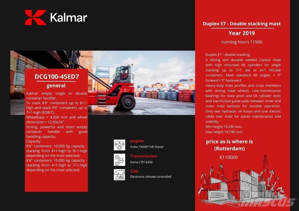 Kalmar DCG 100-45ED7 Naudoti konteinerių krautuvai