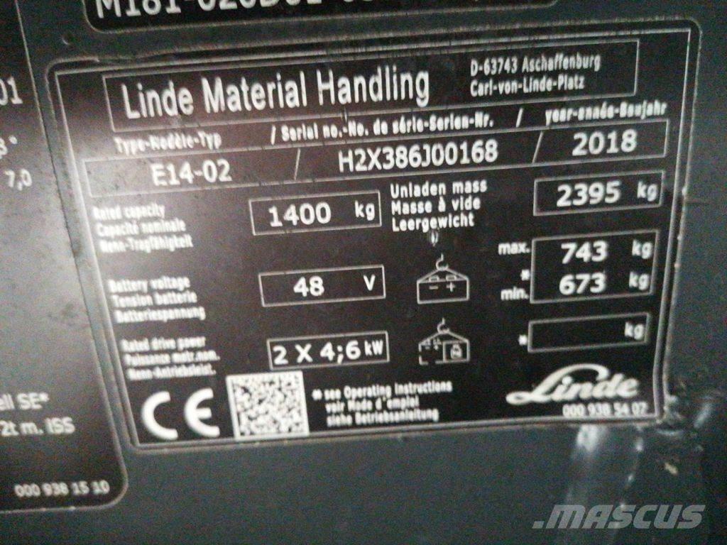 Linde E14-02 Elektriniai šakiniai krautuvai