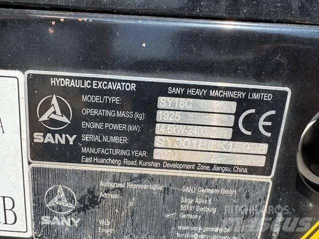 Sany SY 18 C Mini ekskavatoriai < 7 t