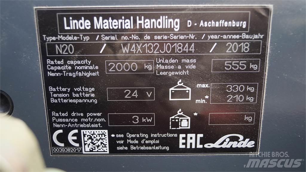 Linde N20 kurz Mažų aukščių užsakytų prekių krautuvai