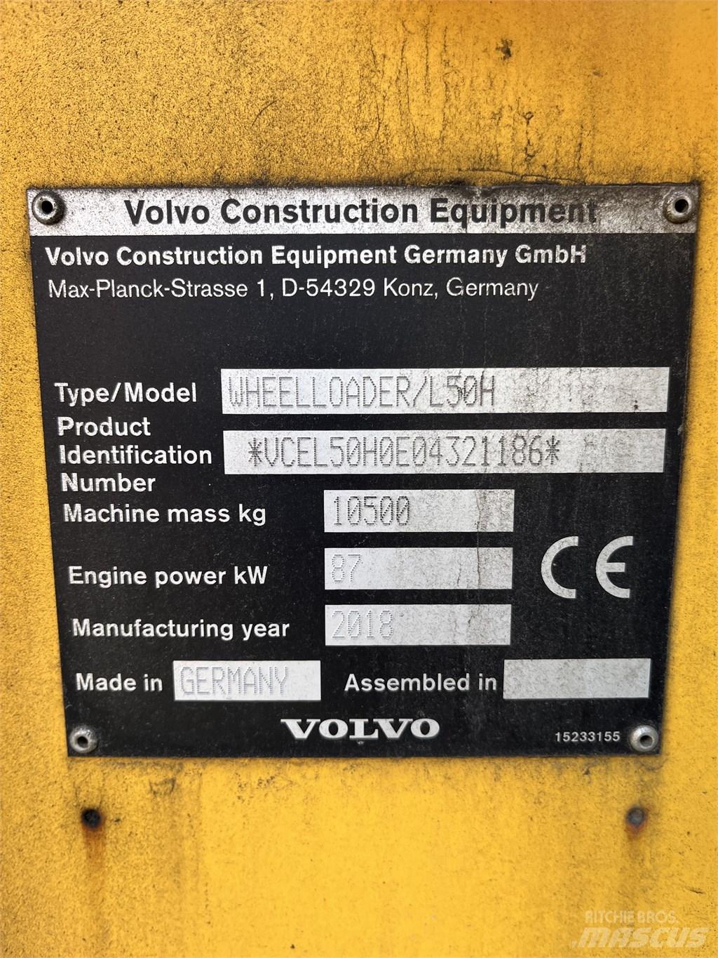 Volvo L 50 H Naudoti ratiniai krautuvai