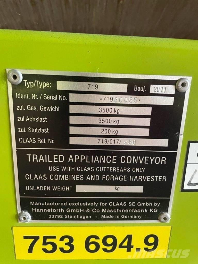 CLAAS V 750 Derliaus nuėmimo kombainų galvos
