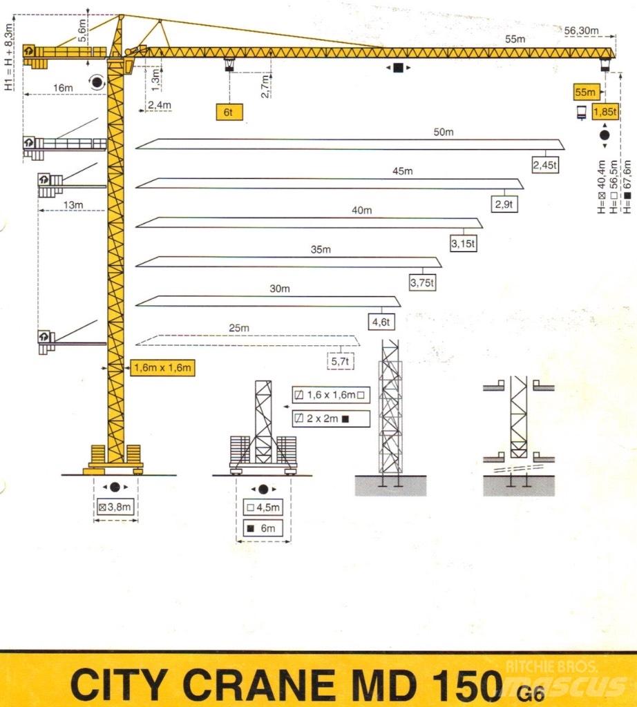 Potain MD 150 Bokštiniai kranai