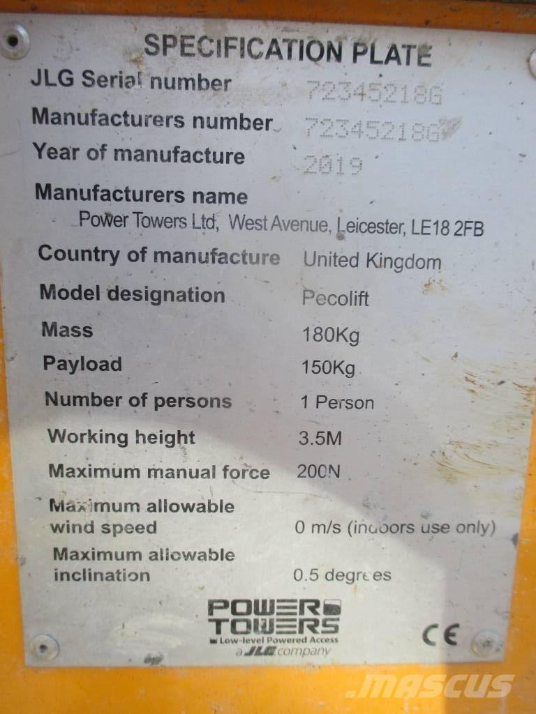 JLG Pecolift Vertikalūs stiebiniai keltuvai