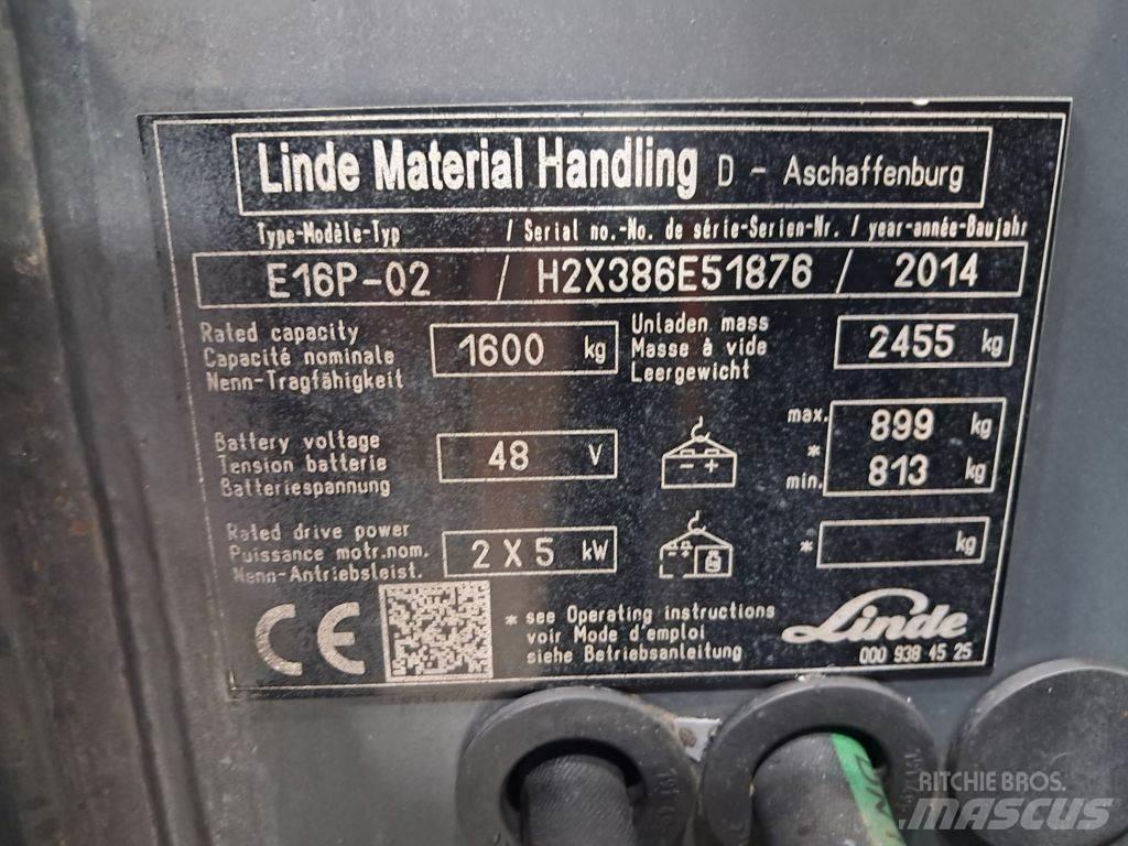 Linde E16P-02 Elektriniai šakiniai krautuvai
