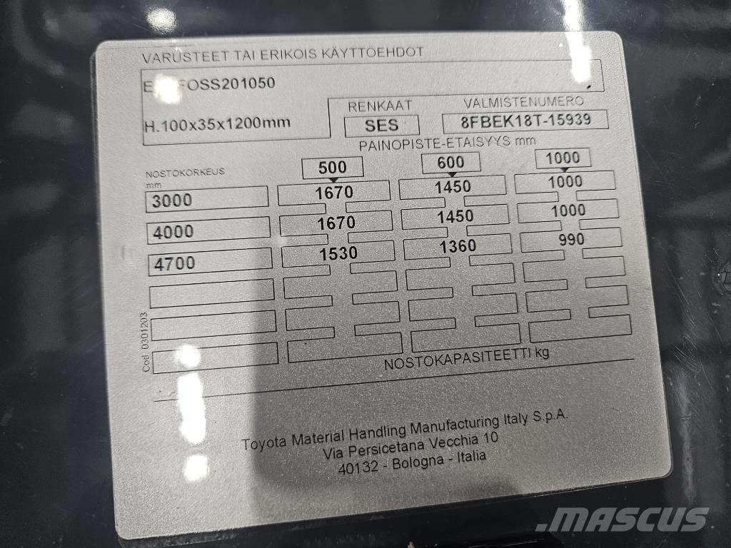 Toyota 8 FBEK 18 T Elektriniai šakiniai krautuvai