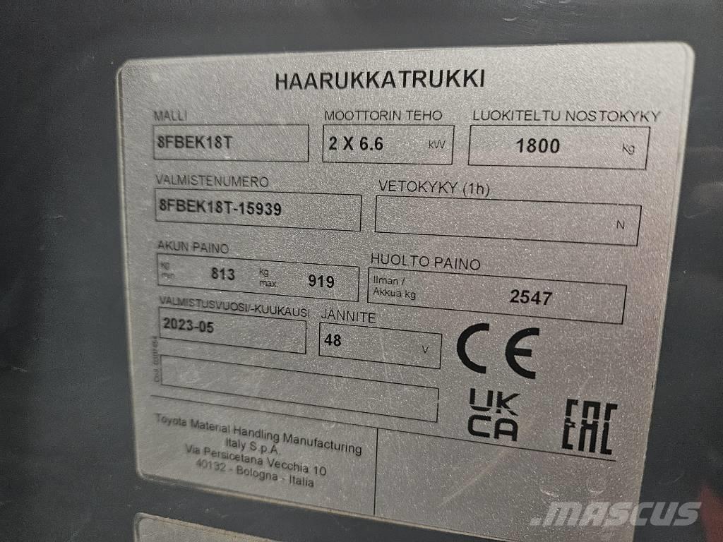 Toyota 8 FBEK 18 T Elektriniai šakiniai krautuvai