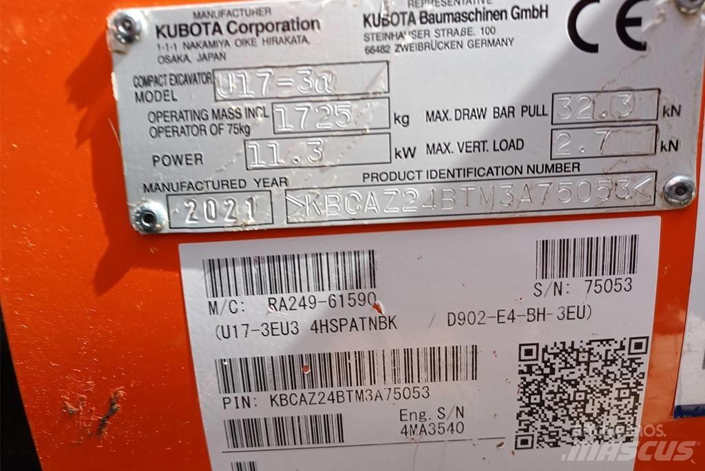 Kubota U 17-3 Mini ekskavatoriai < 7 t