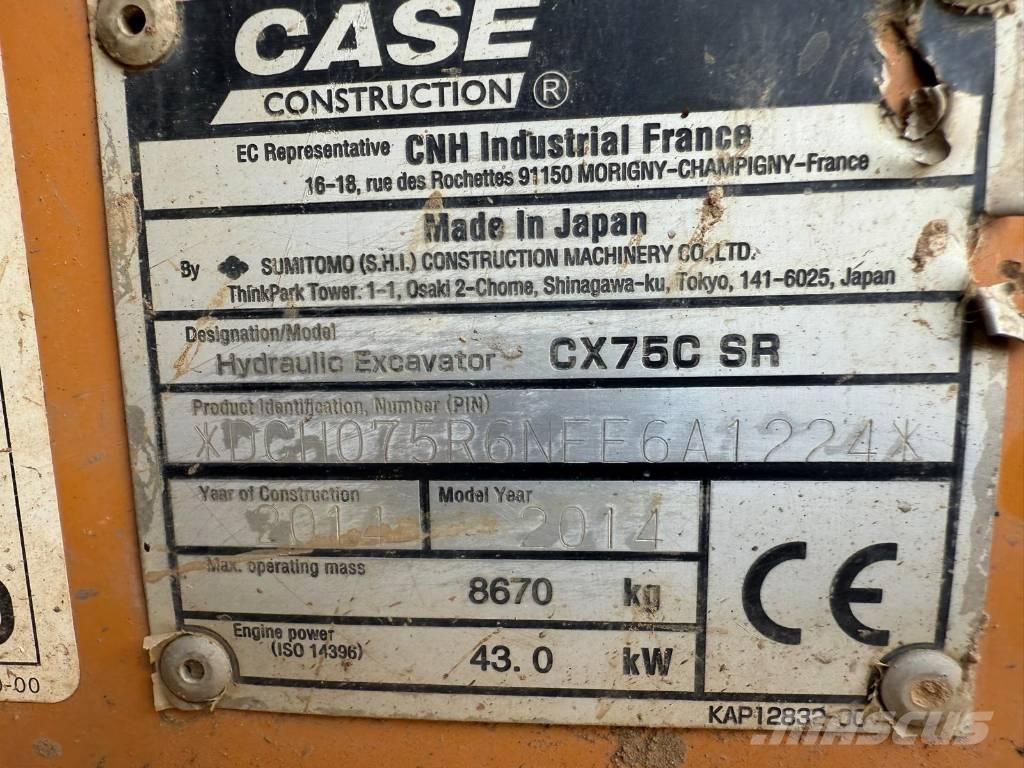 CASE CX 75 C SR Vidutinės galios ekskavatoriai 7-12 t