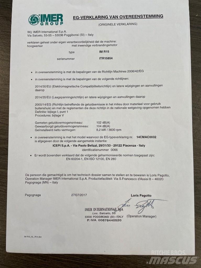 Imer IMR 15B Alkūniniai keltuvai