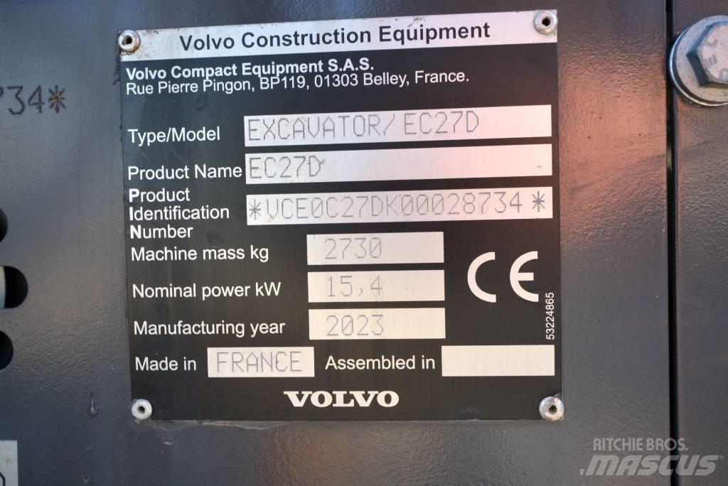 Volvo EC 27 D Mini ekskavatoriai < 7 t