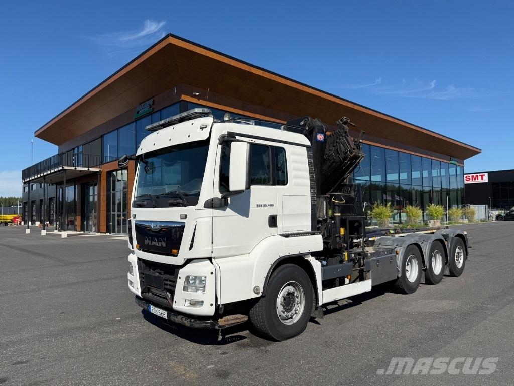 MAN Crane + hook lift Automobiliniai kranai
