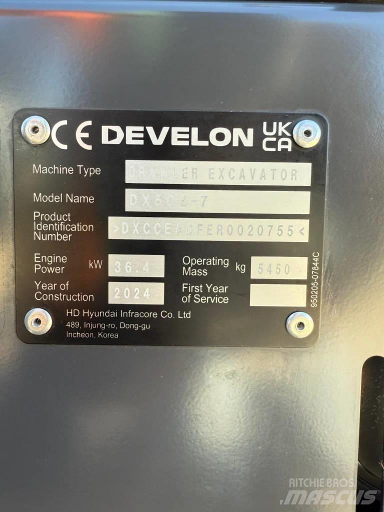 Develon DX 50 Z-7 Mini ekskavatoriai < 7 t