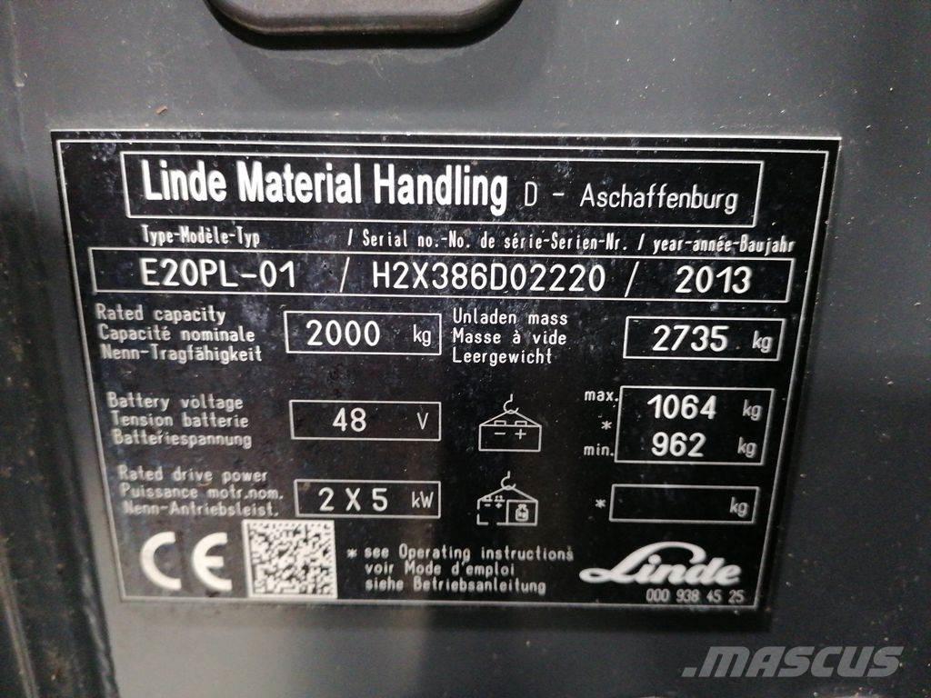 Linde E20PL-01 Elektriniai šakiniai krautuvai