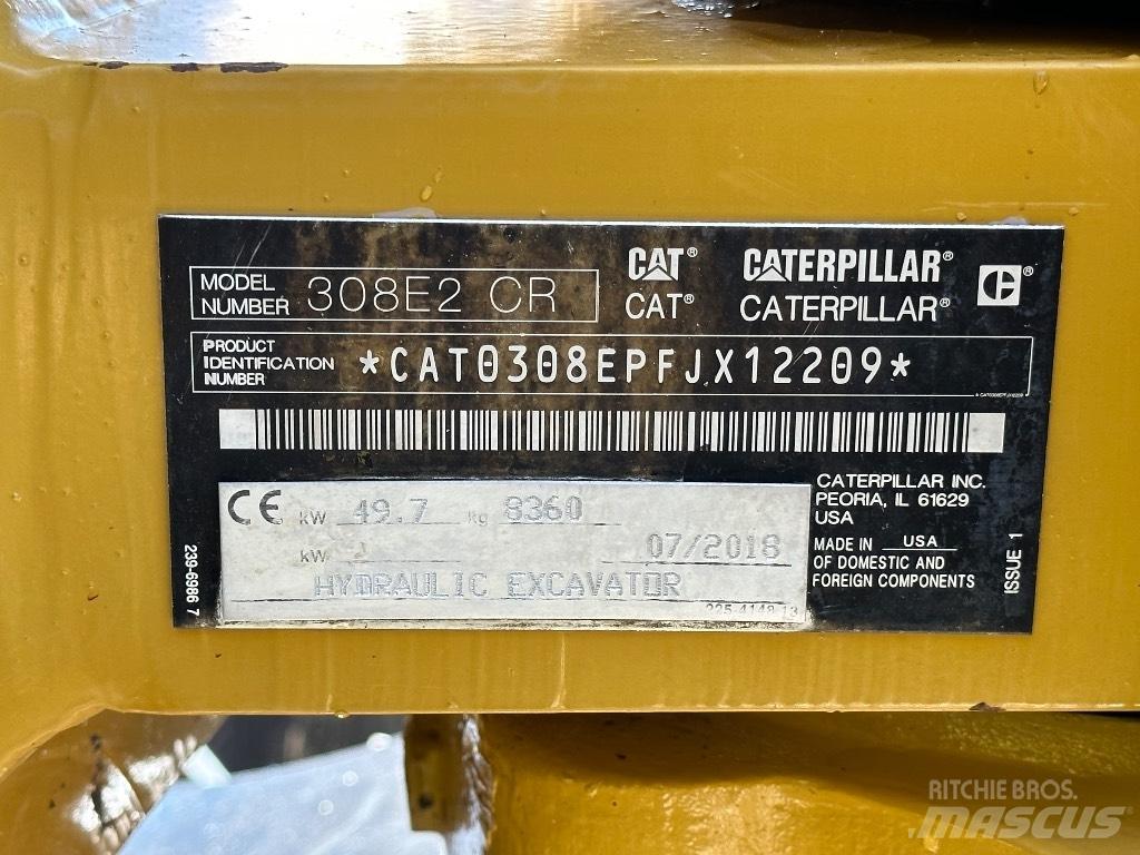 CAT 308 E2 CR Vidutinės galios ekskavatoriai 7-12 t