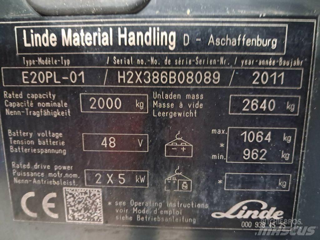 Linde E20PL-01 Elektriniai šakiniai krautuvai