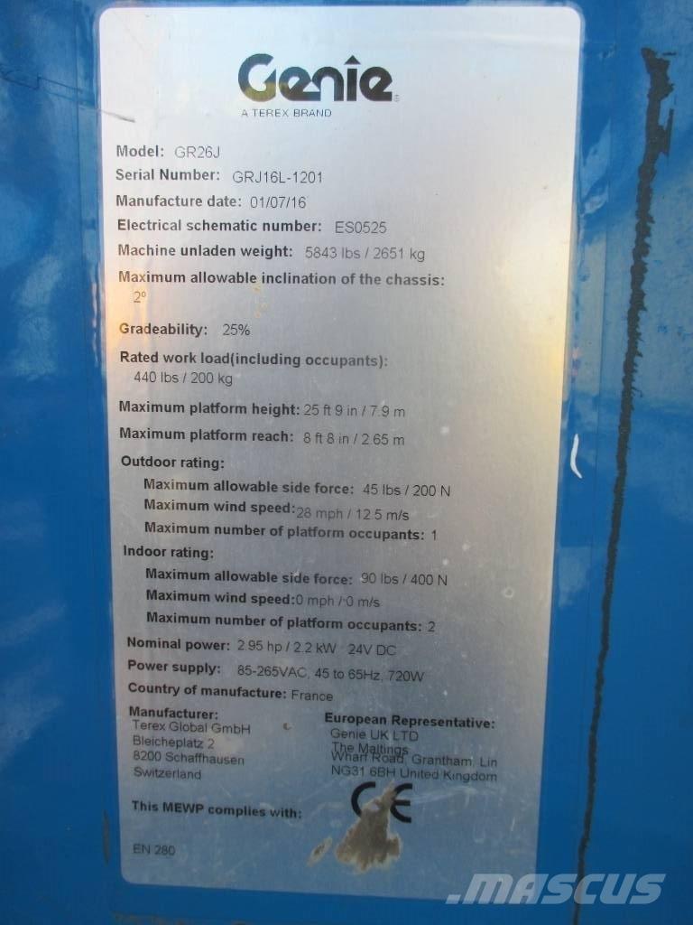 Genie GR 26 J Vertikalūs stiebiniai keltuvai