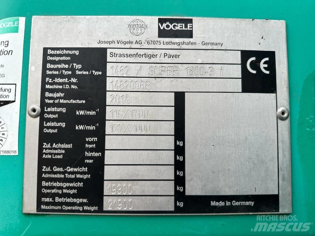 Vögele Super 1800-3i Asfalto klotuvai