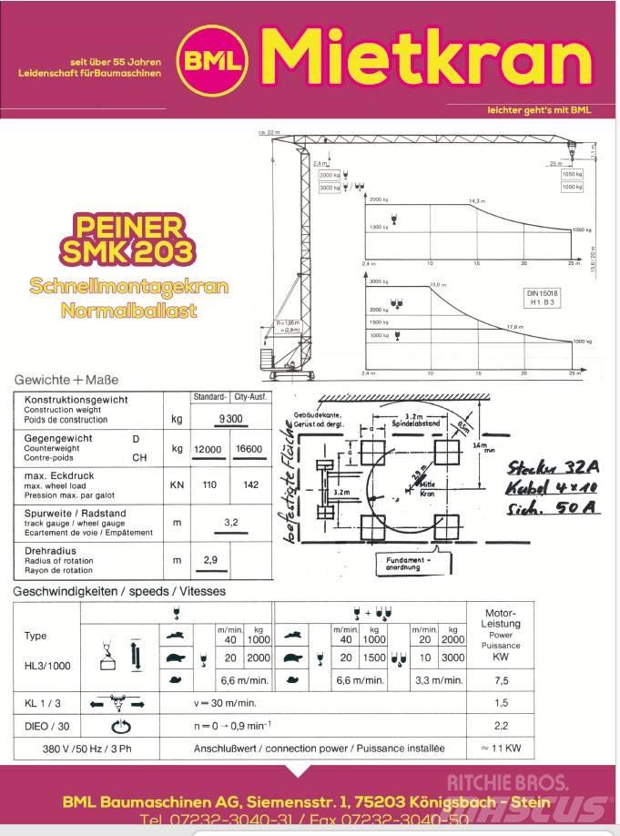 Peiner SMK203N Bokštiniai kranai